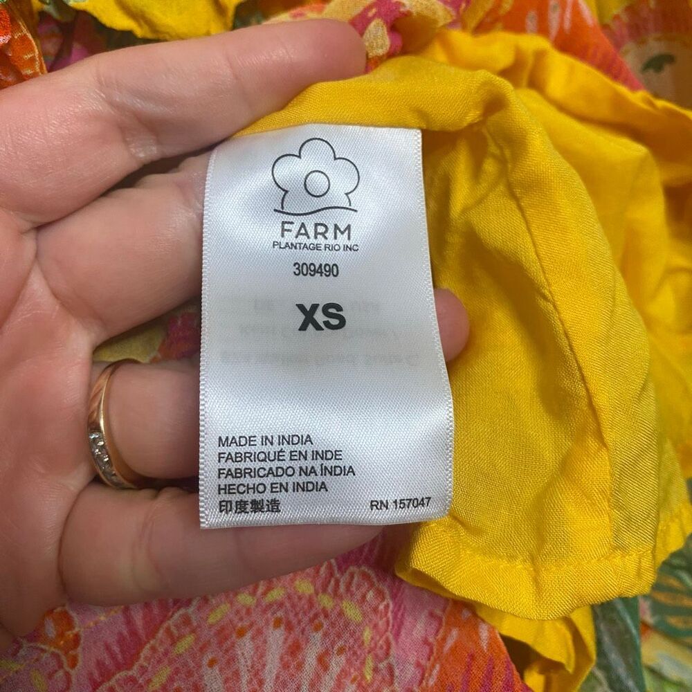 Farm Rio Macaw Bloom Tiered Maxi Dress Yellow Floral XS - Picture 8 of 16